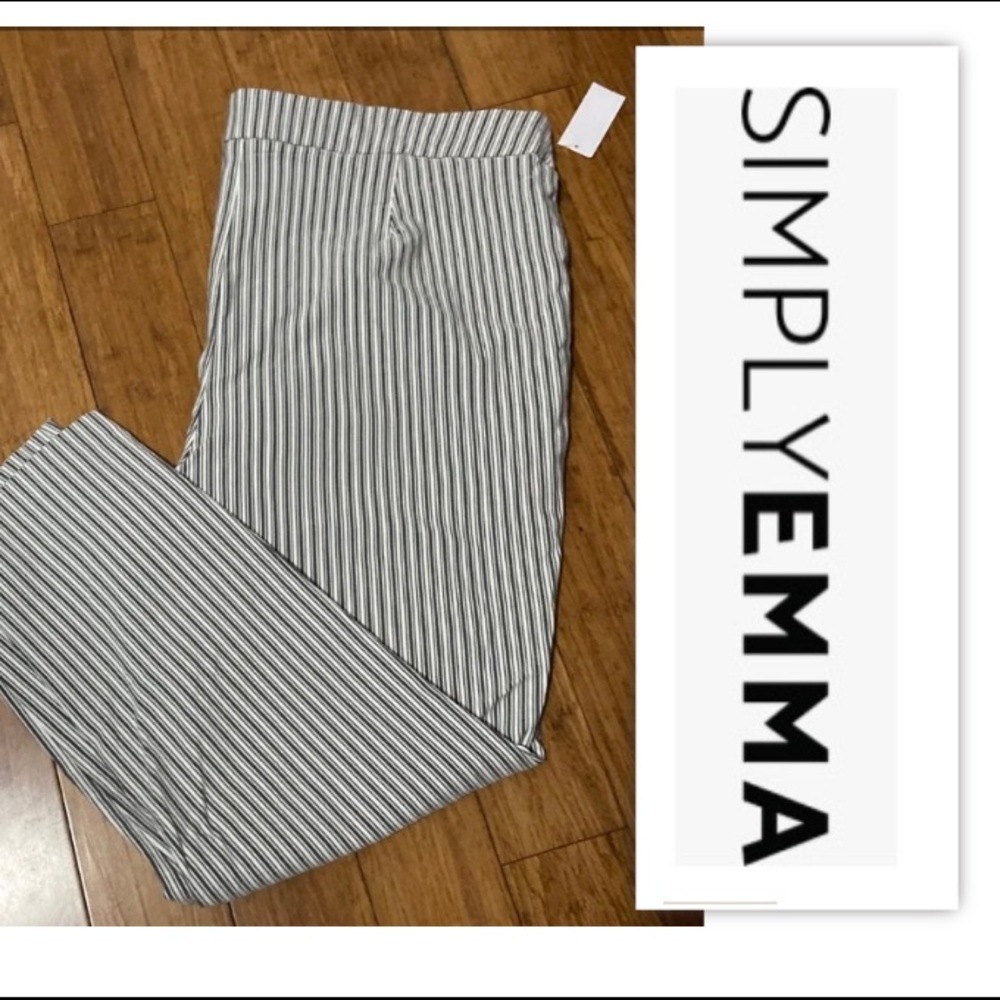 Simply Emma Cloud Dancer Stripe Fitted Pant